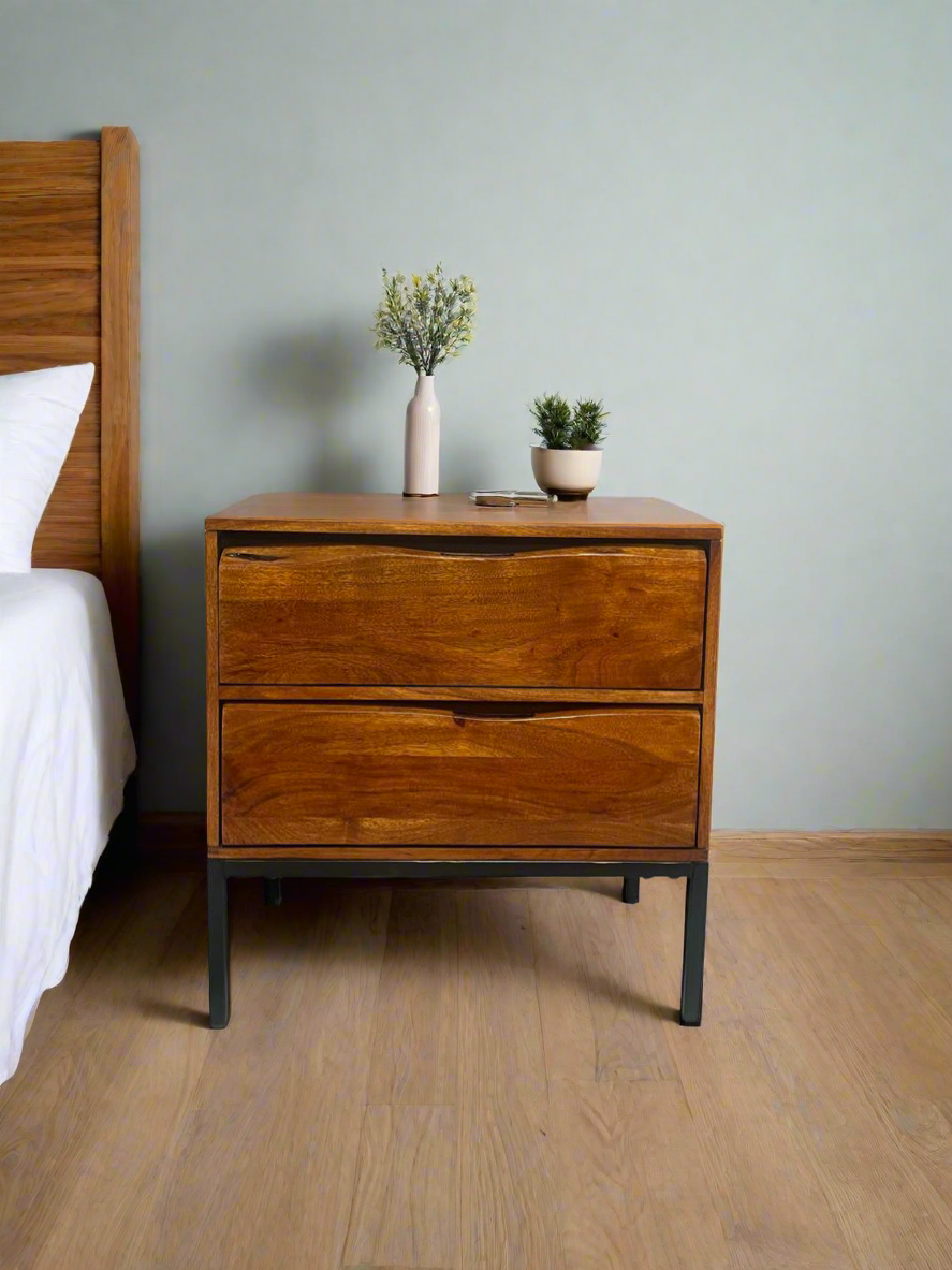 Live edge Bedside Table with 2 drawers