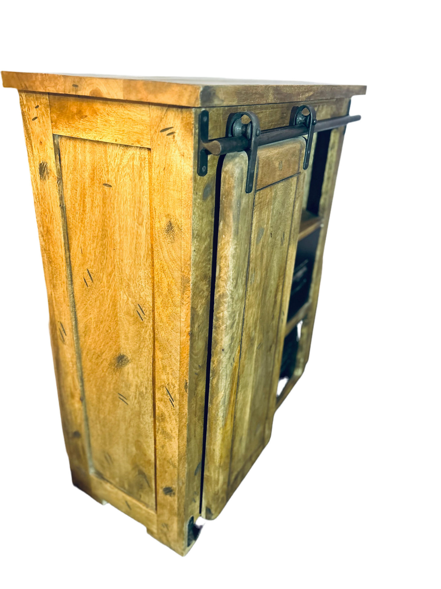 Navika’s Sliding gate rustic cabinet