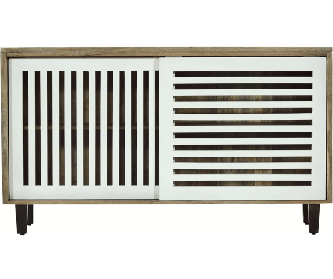 Kirti’s airy sliding slat sideboard