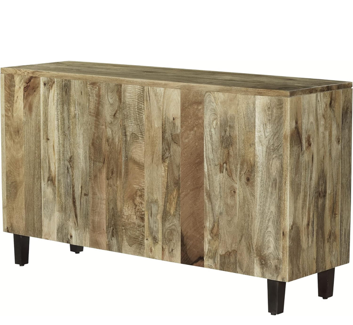 Kirti’s airy sliding slat sideboard