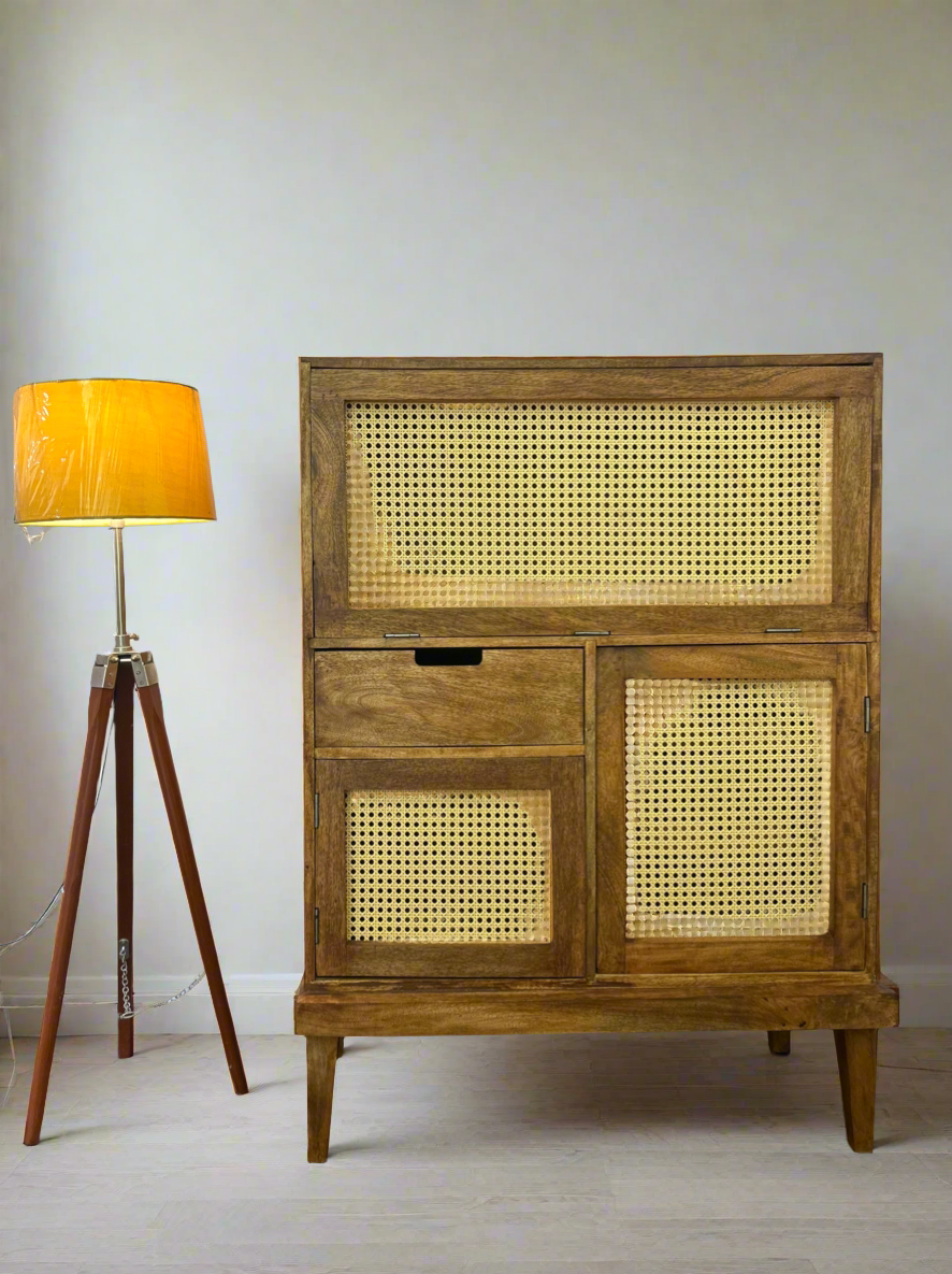 Rattan Mesh Natural Bar Cabinet