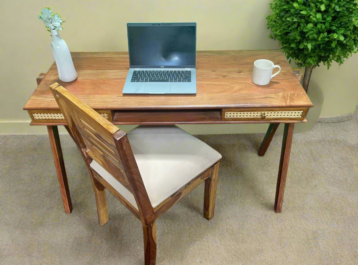 Cane table and chair