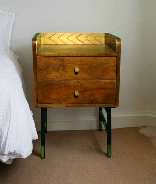 Wood gold bedside table