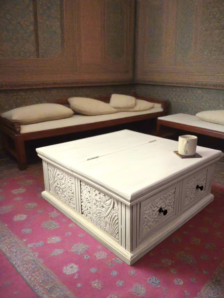 Kruthika’s Dastarkhwan (lower sitting table) with secret storage