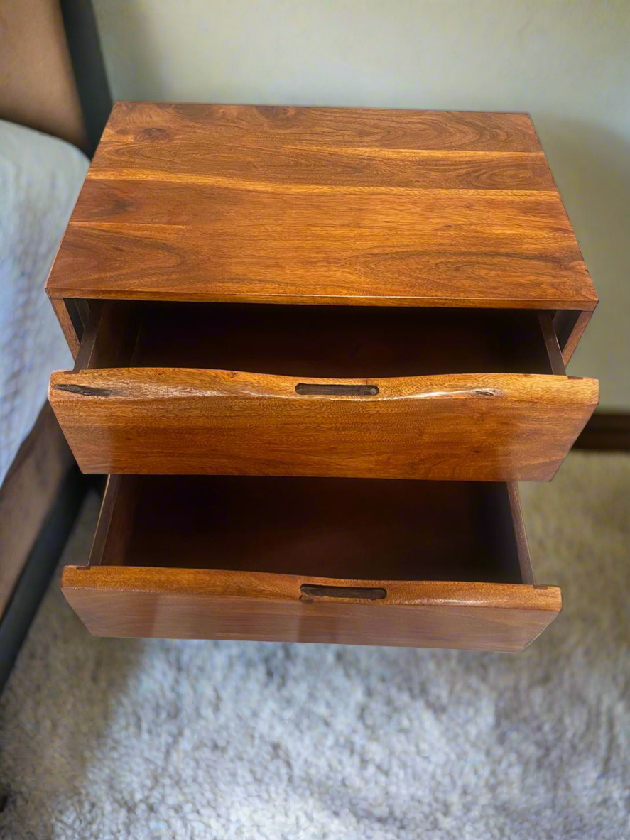 Live edge Bedside Table with 2 drawers