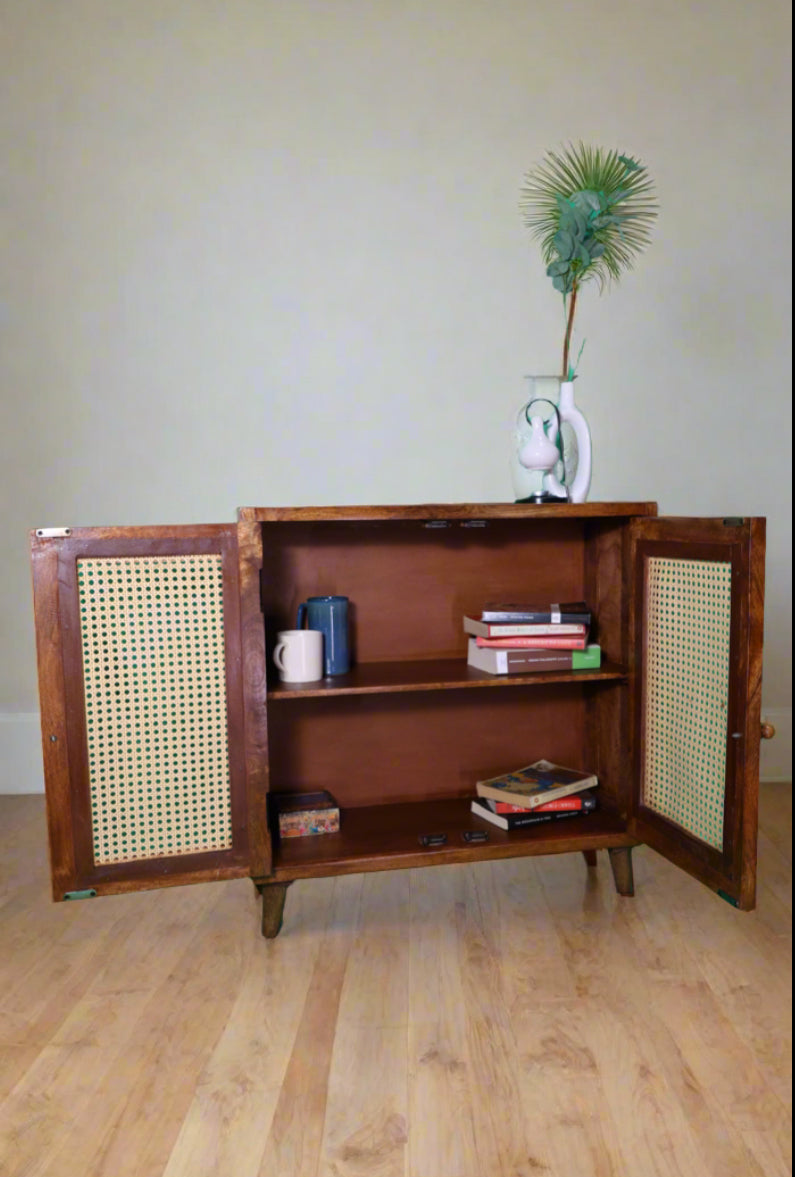 Priyadarshini’s Rattan mesh multipurpose console