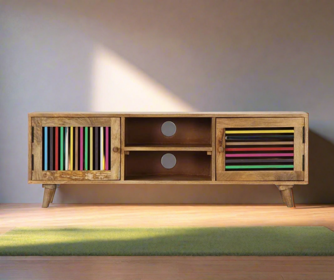 Colored stripes TV cabinet